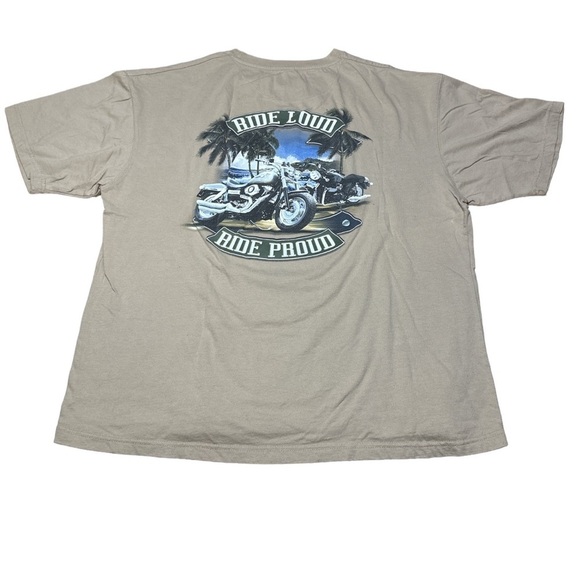 newport blue Other - Newport blue bike week style t-shirt beige motorcycle wear men’s 2XL palm tree